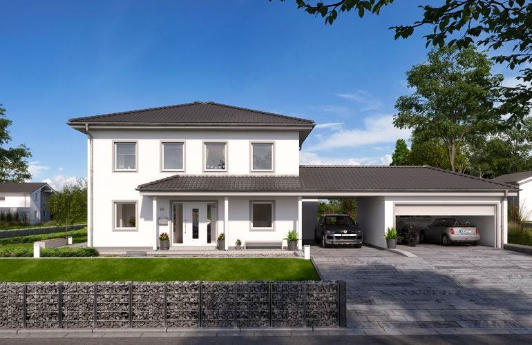 Massivhaus STADTVILLA GREDO von KHC Bauträger Schlüsselfertig ab 522900€, Stadtvilla Außenansicht 1