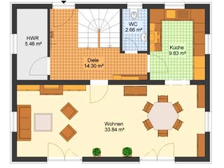 Massivhaus Stadtvilla GRUNEWALD von Aktuell Bau, Stadtvilla Grundriss 1