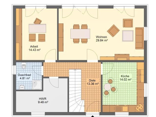 Massivhaus Stadtvilla GRÜNHEIDE von Aktuell Bau, Stadtvilla Grundriss 1