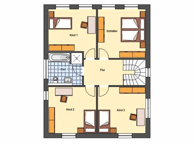 Massivhaus Stadtvilla Halle von EWA Hausbau Schlüsselfertig ab 318990€, Stadtvilla Grundriss 2