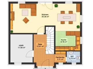 Massivhaus Stadtvilla LEIPZIG von Aktuell Bau, Stadtvilla Grundriss 2