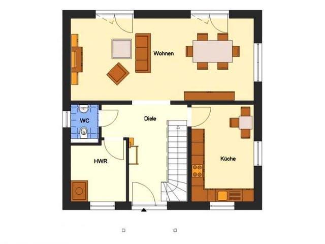 Massivhaus Stadtvilla Magdeburg von EWA Hausbau Schlüsselfertig ab 274990€, Stadtvilla Grundriss 1