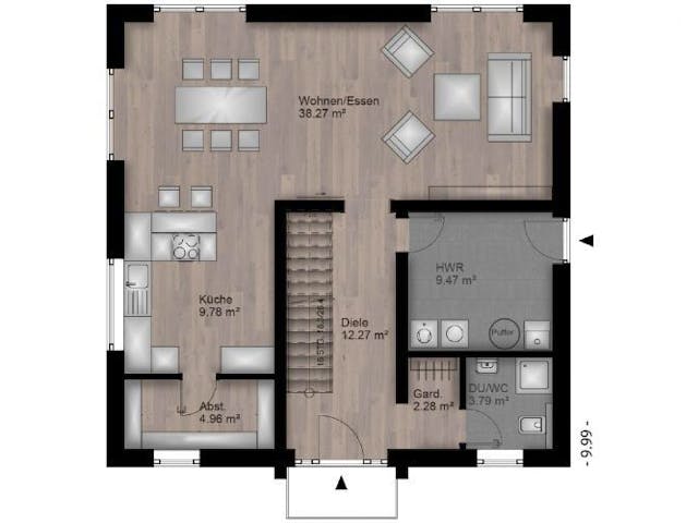 Massivhaus Stadtvilla Meckenheim 40-032 von Econ Das Haus,  Grundriss 1