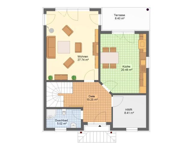 Massivhaus Stadtvilla PADUA von Aktuell Bau, Stadtvilla Grundriss 1