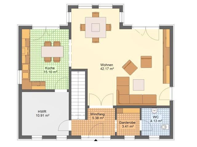 Massivhaus Stadtvilla PANKOW von Aktuell Bau, Stadtvilla Grundriss 1