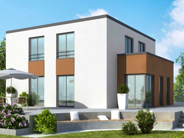 Massivhaus Stadtvilla SV125 Variante T von Baudirekt, Stadtvilla Außenansicht 1