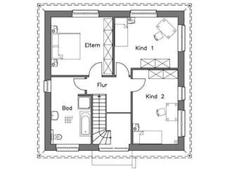 Massivhaus Stadtvilla SV140 Variante T von Baudirekt, Stadtvilla Grundriss 1