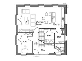 Massivhaus Stadtvilla SV155 Variante T von Baudirekt, Stadtvilla Grundriss 1