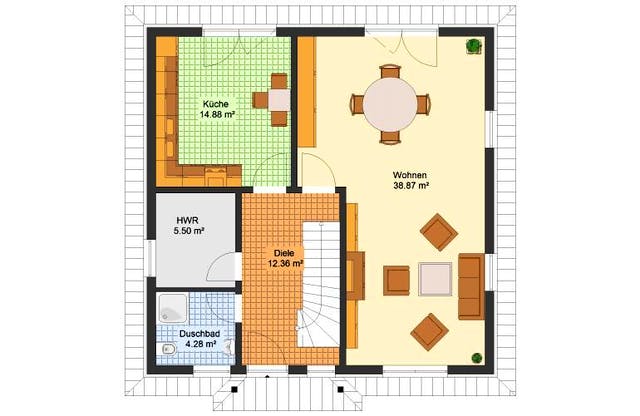 Massivhaus Stadtvilla TELTOW von Aktuell Bau, Stadtvilla Grundriss 1