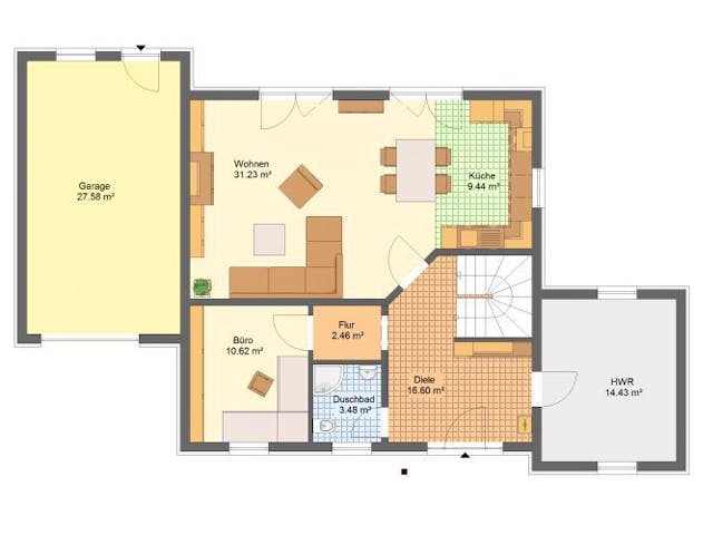 Massivhaus Stadtvilla VALENCIA von Aktuell Bau, Stadtvilla Grundriss 2