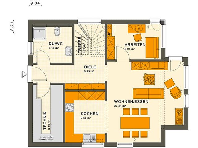 Fertighaus SUNSHINE 136 V7 von Living Fertighaus Ausbauhaus ab 328529€,  Grundriss 1