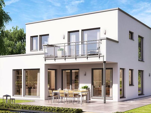 Fertighaus SUNSHINE 136 V8 von Living Fertighaus Schlüsselfertig ab 345561€, Cubushaus Außenansicht 1 Fertighaus SUNSHINE 136 V8 von Living Fertighaus Schlüsselfertig ab 345561€, Cubushaus Außenansicht 1