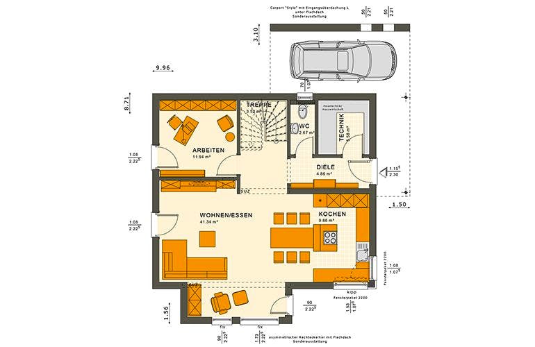 Fertighaus SUNSHINE 143 Mülheim-Kärlich von Living Fertighaus, Grundriss 1