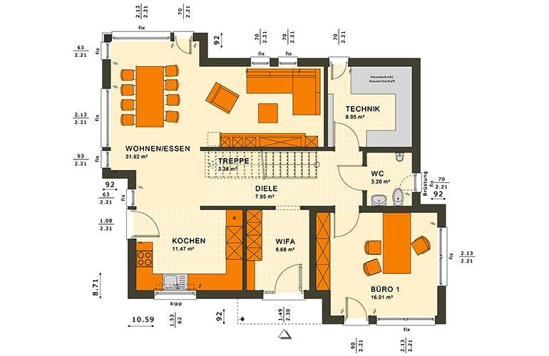 Fertighaus SUNSHINE 144 Bad Vilbel von Living Fertighaus, Grundriss 1