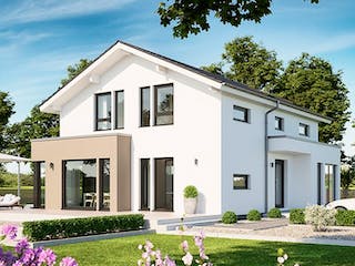 Fertighaus SUNSHINE 144 Poing von Living Fertighaus, Satteldach-Klassiker Außenansicht 1