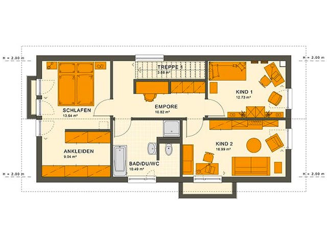 Fertighaus SUNSHINE 156 V2 von Living Fertighaus Ausbauhaus ab 356800€, Satteldach-Klassiker Grundriss 2