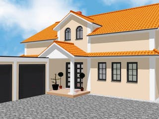 Massivhaus TOSKANA 170 von domoplan massivhaus, Außenansicht 1