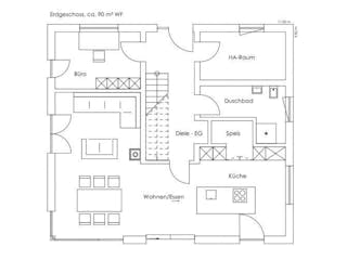 Fertighaus Vitalhaus Bruckmühl von Regnauer Hausbau, Satteldach-Klassiker Grundriss 2