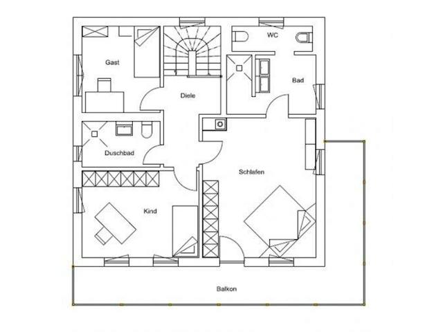 Fertighaus Vitalhaus Kirchberg von Regnauer Hausbau, Satteldach-Klassiker Grundriss 1