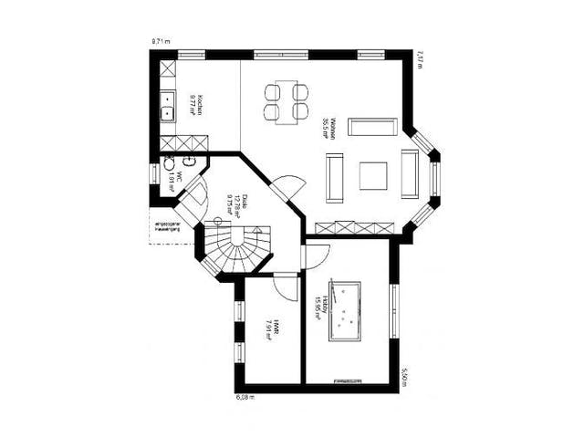 Massivhaus WHITE PEARL 1 mit Anbau von domoplan massivhaus,  Grundriss 2