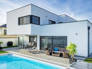 Massivhaus WimbergerHaus Kundenhaus F von Wimberger Bau, Cubushaus Außenansicht 1