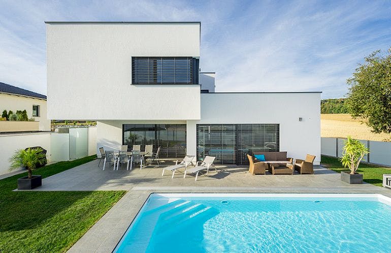 Massivhaus WimbergerHaus Kundenhaus F von Wimberger Bau, Cubushaus Außenansicht 2
