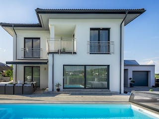 Massivhaus WimbergerHaus Kundenhaus Hackl von Wimberger Bau, Stadtvilla Außenansicht 2