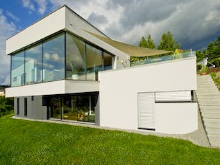 Massivhaus WimbergerHaus Kundenhaus Kreisel von Wimberger Bau, Cubushaus Außenansicht 2
