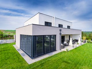 Massivhaus WimbergerHaus Kundenhaus Leitner von Wimberger Bau, Cubushaus Außenansicht 1