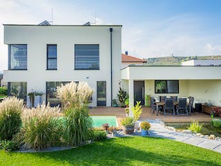 Massivhaus WimbergerHaus Kundenhaus Michel von Wimberger Bau, Cubushaus Außenansicht 1