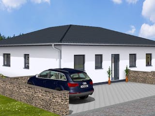 Massivhaus Winkelbungalow Residenz 115 von Wäller-Haus Schlüsselfertig ab 329900€,  Außenansicht 1