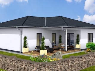 Massivhaus Winkelbungalow Residenz 115 von Wäller-Haus Schlüsselfertig ab 329900€,  Außenansicht 4