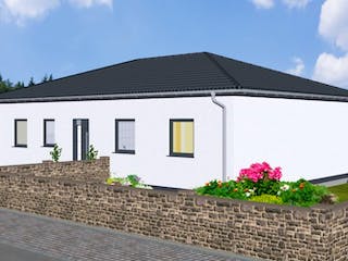 Massivhaus Winkelbungalow Residenz 115 von Wäller-Haus Schlüsselfertig ab 329900€,  Außenansicht 2