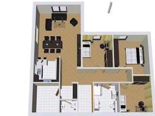 Massivhaus Winkelbungalow Residenz 115 von Wäller-Haus Schlüsselfertig ab 329900€,  Grundriss 1