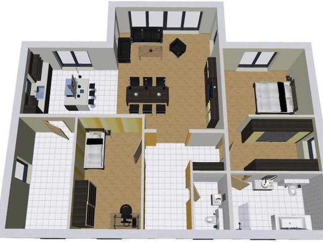 Massivhaus Winkelbungalow Residenz 125 von Wäller-Haus Schlüsselfertig ab 299900€, Bungalow Grundriss 1