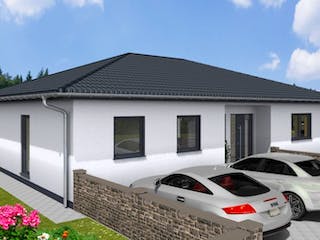 Massivhaus Winkelbungalow Residenz 145 von Wäller-Haus Schlüsselfertig ab 329900€, Außenansicht 4