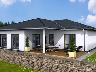 Massivhaus Winkelbungalow Residenz 145 von Wäller-Haus Schlüsselfertig ab 329900€, Außenansicht 2