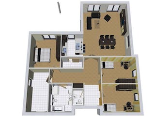 Massivhaus Winkelbungalow Residenz 145 von Wäller-Haus Schlüsselfertig ab 329900€, Grundriss 1