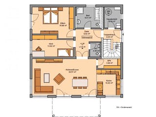 Massivhaus Zweifamilienhaus DUPLEA von Kern-Haus Chemnitz Schlüsselfertig ab 575900€, Stadtvilla Grundriss 1