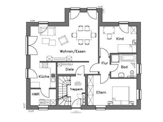 Massivhaus Zweifamilienhaus ZH185 Variante M von Baudirekt,  Grundriss 1