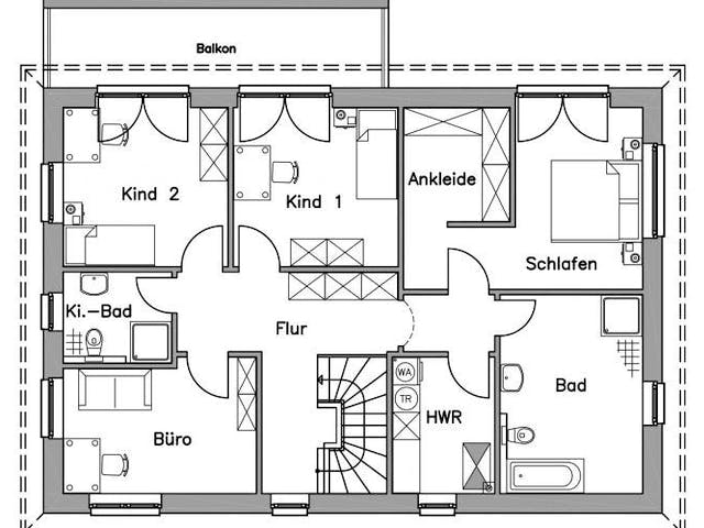 Massivhaus Zweifamilienhaus ZH200 Variante K von Baudirekt,  Grundriss 1