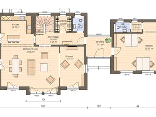 Fertighaus Haas MH Hessdorf 169 von Haas Fertigbau Ausbauhaus ab 363000€, Satteldach-Klassiker Grundriss 1
