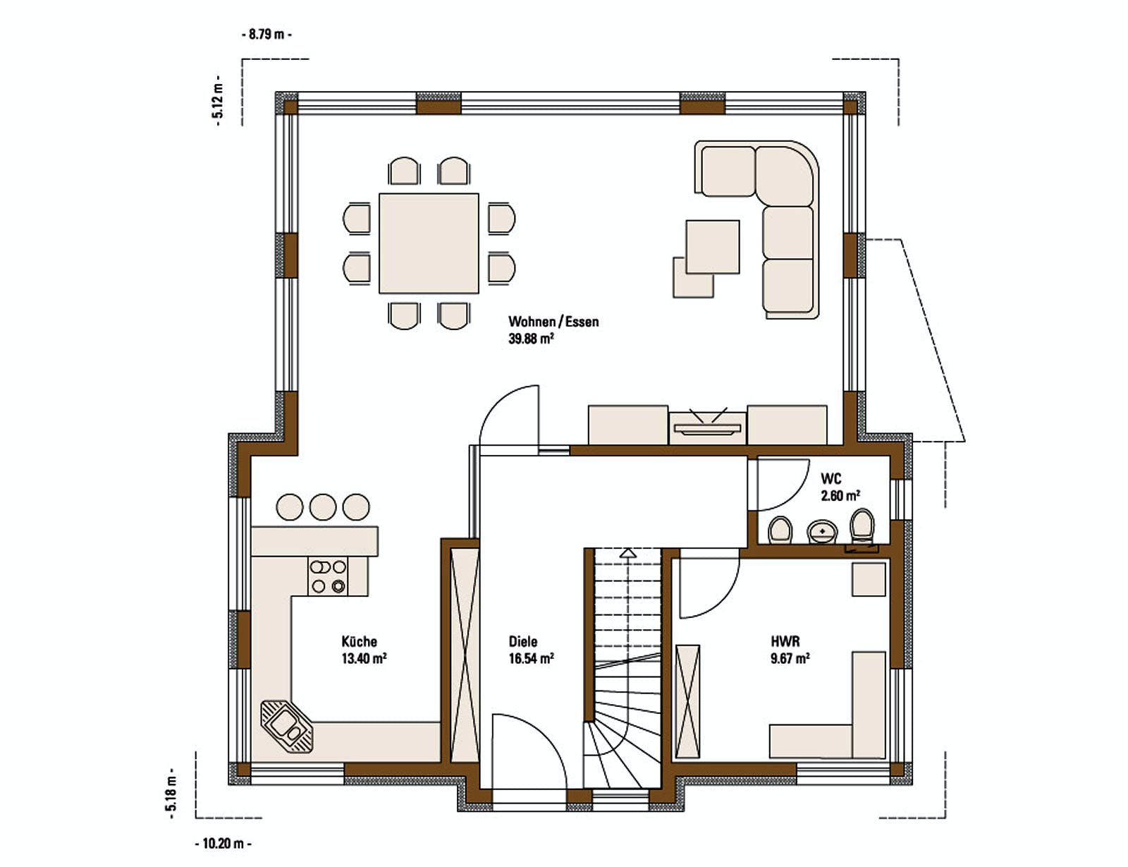 Fertighaus MH Villingen-Schwenningen von Fertighaus WEISS Schlüsselfertig ab 339000€, Pultdachhaus Grundriss 1