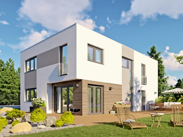 Massivhaus Berlin von MHW Haas Wohnbau, Cubushaus Außenansicht 1