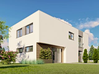 Massivhaus Berlin von MHW Haas Wohnbau, Cubushaus Außenansicht 2