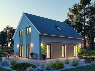 Massivhaus Milano von MHW Haas Wohnbau, Satteldach-Klassiker Außenansicht 4