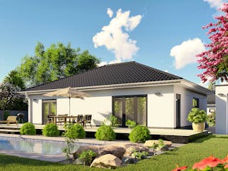 Massivhaus Nizza von MHW Haas Wohnbau, Bungalow Außenansicht 1