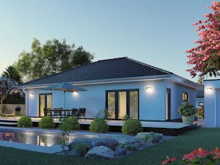 Massivhaus Nizza von MHW Haas Wohnbau, Bungalow Außenansicht 3