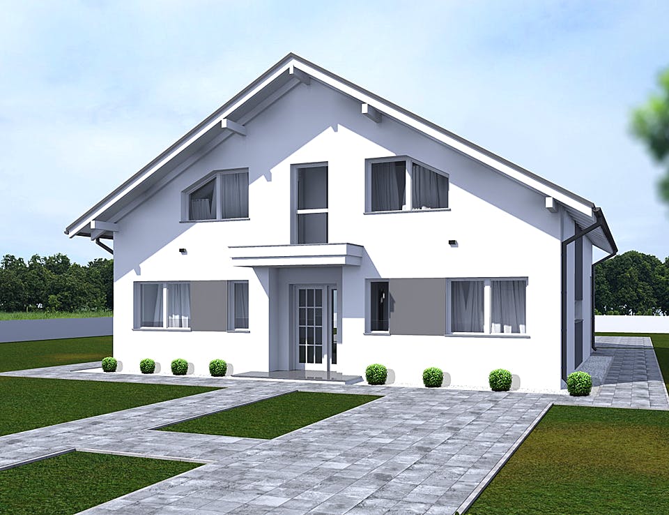 Massivhaus Designer Haus von Modern Immo, Satteldach-Klassiker Außenansicht 1