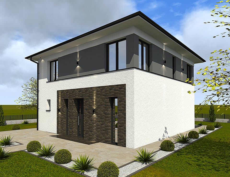 Massivhaus Designer Stadtvilla von Modern Immo, Stadtvilla Außenansicht 2